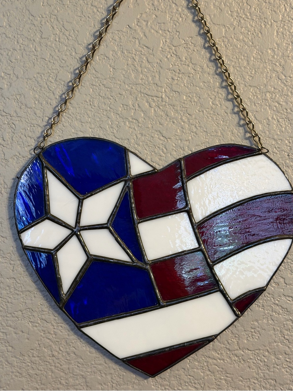 4th Of July Decoration Stained Glass Hanging Suncatcher American Flag Heart